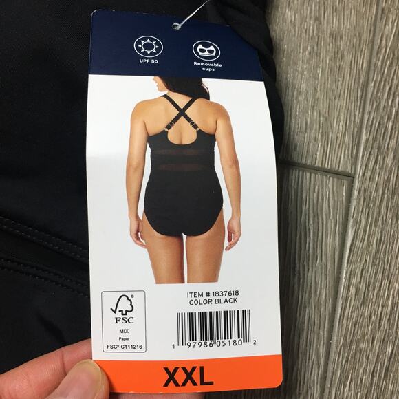 Lands' End Women's Dark Black One Piece Swimsuit size XXL NWT - Picture 4 of 10